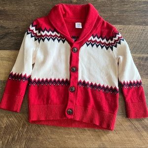 Gap Boys Red Holiday Cardigan Sweater